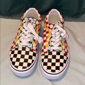 glittered checkered vans